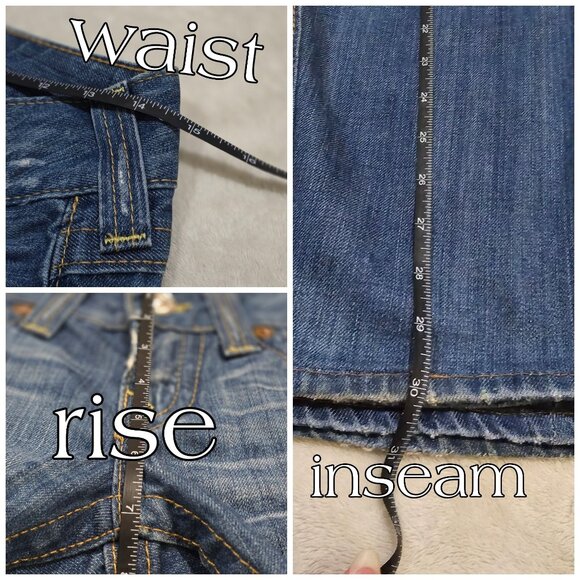 ♡ True Religion Super T Stitch Distressed Denim Jeans Made In USA 100% Cotton 26 - Picture 11 of 13